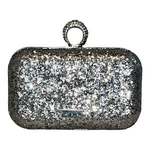 Thirty-One Jewell 14 Diamond Rings Silver Glitter Socialite Evening Clutch Case